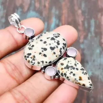 Ювелирные изделия ручной работы из стерлингового серебра 925 пробы с далматинской яшмой и драгоценным камнем для нее 2.95 Inches жёлтый