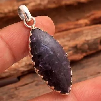 Ювелирные изделия ручной работы из стерлингового серебра 925 пробы с драгоценным камнем лепидолитом