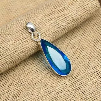 Ювелирные изделия ручной работы из стерлингового серебра 925 пробы Pretty London Blue Topaz Gemstone для женщин 1.75 Inches синий