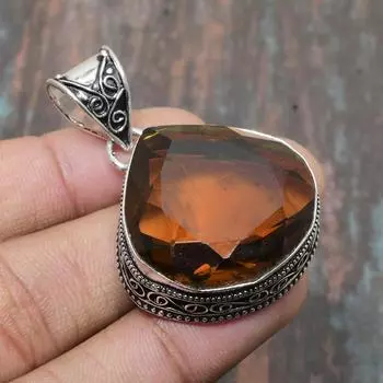 Ювелирные изделия ручной работы из стерлингового серебра 925 пробы с цитрином и драгоценным камнем на День Благодарения 1.77 Inches жёлтый