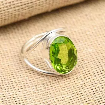 Ювелирные изделия ручной работы из стерлингового серебра 925 пробы с драгоценным камнем перидот для женщин 4 зелёный