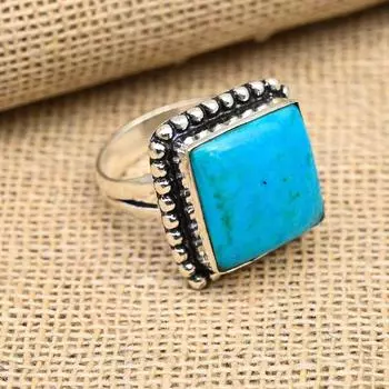 Ювелирные изделия ручной работы из стерлингового серебра 925 пробы Спящая красавица с бирюзой и драгоценными камнями 4 синий