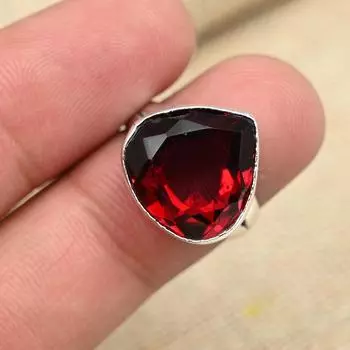Ювелирные изделия ручной работы из твердого серебра 925 пробы с красным гранатом и обручальным кольцом 4 красный