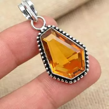 Ювелирные изделия ручной работы из твердого серебра 925 пробы с медовым топазом в форме гроба 1.77 Inches оранжевый