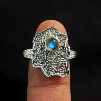 Ювелирные изделия ручной работы из твердого серебра 925 пробы с натуральным лабрадоритом 5 синий