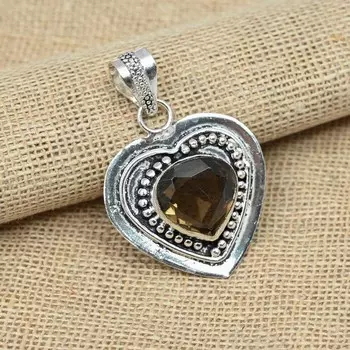 Ювелирные изделия ручной работы из твердого серебра 925 пробы с дымчатым топазом и драгоценными камнями 1.77 Inches коричневый