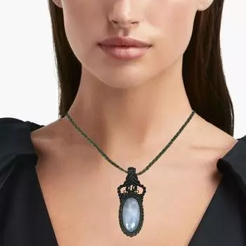 Ювелирные изделия ручной работы Owyhee Blue Opal Macrame Thread Gemstone, ожерелье 20-36 Ad