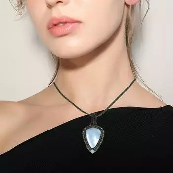 Ювелирные изделия ручной работы Owyhee Blue Opal Macrame Thread Gemstone, ожерелье 20-36 Ad