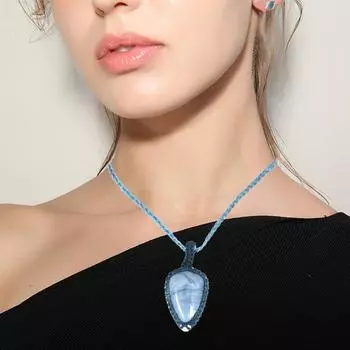 Ювелирные изделия ручной работы Owyhee Blue Opal Macrame Thread Gemstone, ожерелье 20-36 Ad
