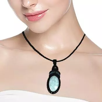 Ювелирные изделия ручной работы Owyhee Blue Opal Macrame Thread Gemstone, ожерелье 20-36 Ad