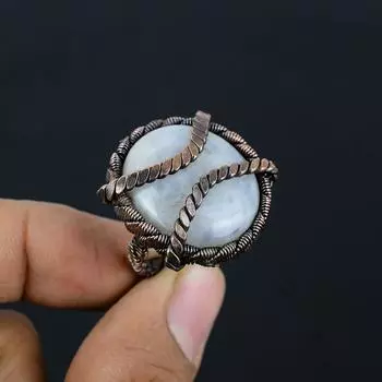 Ювелирные изделия ручной работы с медной проволокой из лунного камня 4 белый