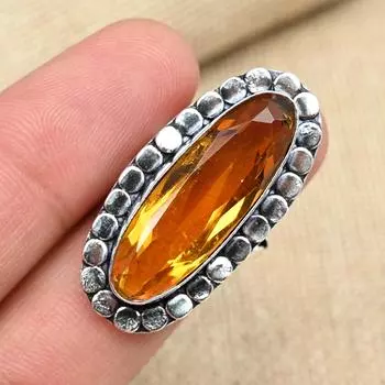 Ювелирные изделия ручной работы с медовым топазом, твердое кольцо из стерлингового серебра 925 пробы для нее 4 оранжевый