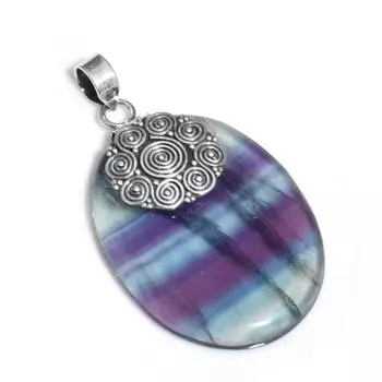 Ювелирные изделия ручной работы с подвеской из драгоценного камня флюорит, стерлинговое серебро 2,05 дюйма, однотонное серебро для женщин и девочек