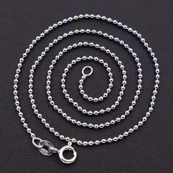 Ювелирные изделия S925, цепочка из бисера из чистого серебра, повседневная универсальная цепочка с подвеской, взрывное серебряное ожерелье «сделай сам», женское ожерелье 40cm