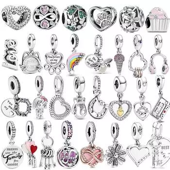 Ювелирные изделия S925 из настоящего серебра 925 пробы, друзья — это семья, которую вы выбираете, подвеска с подвесками, оригинальный модный браслет с подвесками 3 мм