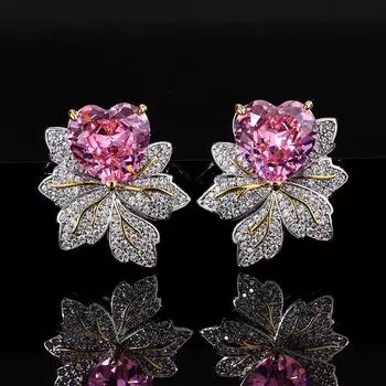 Ювелирные изделия s925 серебряные серьги-гвоздики с кристаллами в виде порошка из драгоценных камней серьги с кленовым листом новые легкие роскошные серьги-гвоздики