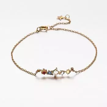 Ювелирные изделия S925 Стерлингового серебра 14K Золото Циркон Браслет Ювелирные изделия Парк развлечений Серия Ювелирные изделия 19CM