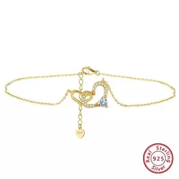 Ювелирные изделия S925 стерлингового серебра браслет на ногу 4A цирконий Love Leg регулируемый 925