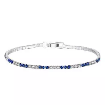 Ювелирные изделия S925 стерлингового серебра браслет полный бриллиант теннисная цепочка синий цирконий 16.5cm
