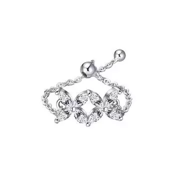 Ювелирные изделия S925 стерлингового серебра бриллиантовое кольцо полое белое золото бриллиантовое кольцо модные белые циркониевые ювелирные изделия adjustable opening