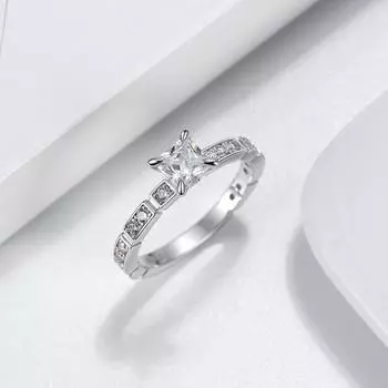 Ювелирные изделия S925 стерлингового серебра платины бриллианты четыре когтя циркон кольцо Винтаж Twist белый бриллиант кольцо 6