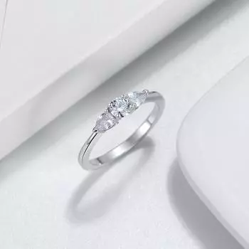 Ювелирные изделия S925 стерлингового серебра платины бриллианты четыре зубца циркон кольцо капля воды белый бриллиант кольцо 6