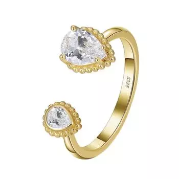 Ювелирные изделия S925 стерлингового серебра золото бриллиант 4A циркон кольцо ретро бриллиантовое кольцо adjustable opening