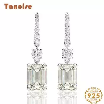 Ювелирные изделия с бриллиантами 8*11, высокоуглеродистые бриллианты, прямоугольные с фаской, автомобильные плоские 7 карат, крючки для ушей, женские ювелирные изделия белый