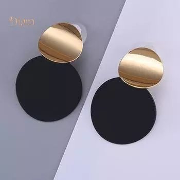 Ювелирные изделия с бриллиантами, женские шикарные нерегулярные серьги-гвоздики в форме диска, матовые серьги-гвоздики для вечеринки, дня рождения one size чёрный