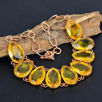 Ювелирные изделия с цитрином, медные украшения ручной работы для нее, великолепное регулируемое ожерелье в форме груши на День памяти 18 Inches With Adjustable оранжевый