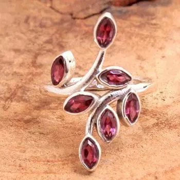 Ювелирные изделия с драгоценными камнями, Кольцо с красным гранатом, Ювелирные изделия ручной работы, Серебряное кольцо, Подарок для мамы 5 красный