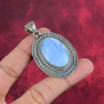 Ювелирные изделия с драгоценными камнями Owphee Opal, Ювелирные изделия из стерлингового серебра 925 пробы, Красивые подвесные украшения, Новые подвесные украшения ручной работы для любви 2.32 Inches синий