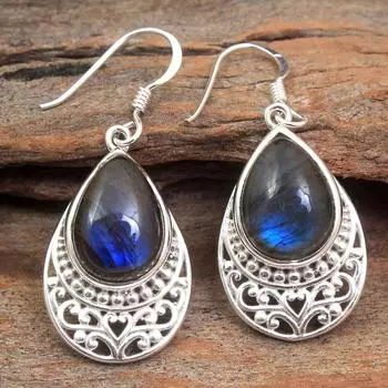 Ювелирные изделия с драгоценными камнями, серьги ручной работы, серебряные украшения с подвесками, подарок для мамы, женские серьги синий