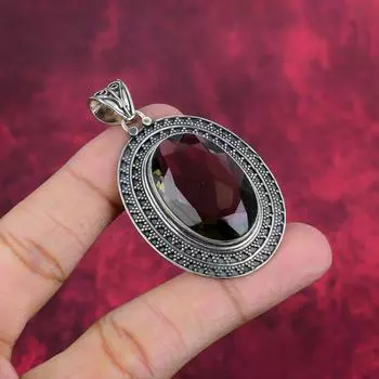 Ювелирные изделия с дымчатым топазом, кулон из драгоценного камня ручной работы, кулон из стерлингового серебра 925 пробы, антикварные ювелирные изделия, для подарка на помолвку 1.50 Inches коричневый