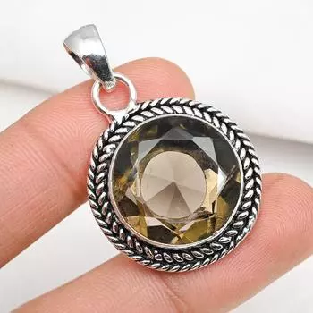 Ювелирные изделия с дымчатым топазом, кулон из драгоценного камня ручной работы, кулон из стерлингового серебра 925 пробы, антикварные ювелирные изделия, для подарка на помолвку 1.69 Inches коричневый