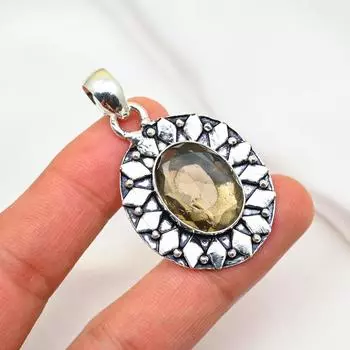 Ювелирные изделия с дымчатым топазом, кулон из драгоценного камня ручной работы, кулон из стерлингового серебра 925 пробы, антикварные ювелирные изделия, для подарка на помолвку 1.96 Inches коричневый