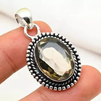 Ювелирные изделия с дымчатым топазом, кулон из драгоценного камня ручной работы, кулон из стерлингового серебра 925 пробы, антикварные ювелирные изделия, для подарка на помолвку 1.65 Inches коричневый