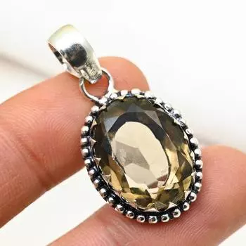 Ювелирные изделия с дымчатым топазом, кулон из драгоценного камня ручной работы, кулон из стерлингового серебра 925 пробы, антикварные ювелирные изделия, для подарка на помолвку 1.45 Inches коричневый