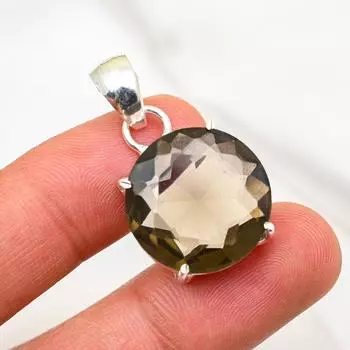 Ювелирные изделия с дымчатым топазом, кулон из драгоценного камня ручной работы, кулон из стерлингового серебра 925 пробы, антикварные ювелирные изделия, для подарка на помолвку 1.37 Inches коричневый