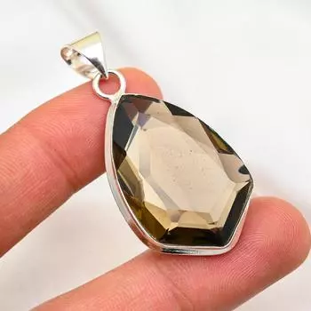 Ювелирные изделия с дымчатым топазом, кулон из драгоценного камня ручной работы, кулон из стерлингового серебра 925 пробы, антикварные ювелирные изделия, для подарка на помолвку 1.96 Inches коричневый