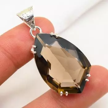 Ювелирные изделия с дымчатым топазом, кулон из драгоценного камня ручной работы, кулон из стерлингового серебра 925 пробы, антикварные ювелирные изделия, для подарка на помолвку 1.81 Inches жёлтый