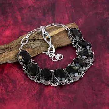 Ювелирные изделия с дымчатым топазом, ожерелье из драгоценных камней ручной работы, ожерелье из стерлингового серебра 925 пробы, антикварные ювелирные изделия, регулируемое ожерелье-цепочка, для подарка на помолвку Adjustable With 18 Inches коричневый