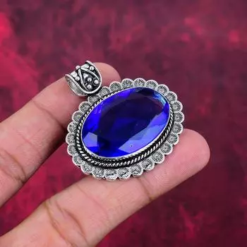 Ювелирные изделия с фиолетовым топазом, кулон из цельного серебра 925 пробы с драгоценным камнем, кулон ручной работы, на День памяти 1.77 Inches фиолетовый