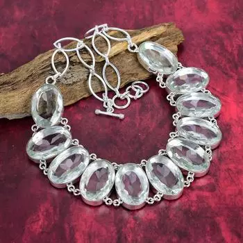 Ювелирные изделия с граненым белым топазом Ожерелье ручной работы из драгоценных камней, ожерелье из стерлингового серебра 925 пробы Ювелирные изделия уникального дизайна, регулируемое ожерелье-цепочка Adjustable with 18 inches белый