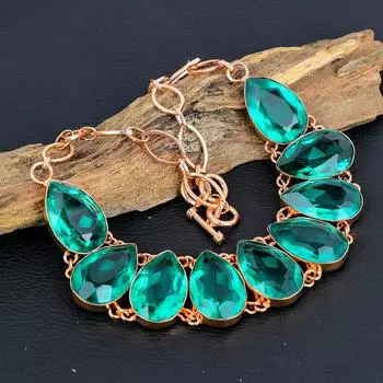 Ювелирные изделия с индиколитом, ювелирные изделия ручной работы, милые медные украшения, ожерелье с драгоценными камнями, регулируемые ювелирные изделия на цепочке для женщин 18 Inches With Adjustable зелёный