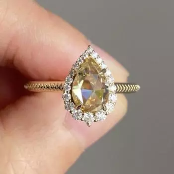 Ювелирные изделия с каплями воды, европейские и американские модные украшения, кольцо с цирконием в подарок на день рождения для женщин No. 5 золотой