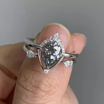 Ювелирные изделия с каплями воды, ювелирные изделия, подарок на день рождения, кольцо с цирконом для женщин No. 5 серебряный