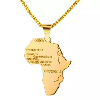 Ювелирные изделия с картой Африки, золотое ожерелье, кулон в африканской стране, цепочка золотой