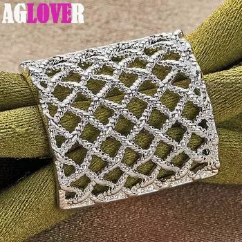 Ювелирные изделия с квадратным кольцом из стерлингового серебра 925 пробы 6#