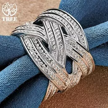 Ювелирные изделия с открытым кольцом из стерлингового серебра 925 пробы с крестообразным переплетением